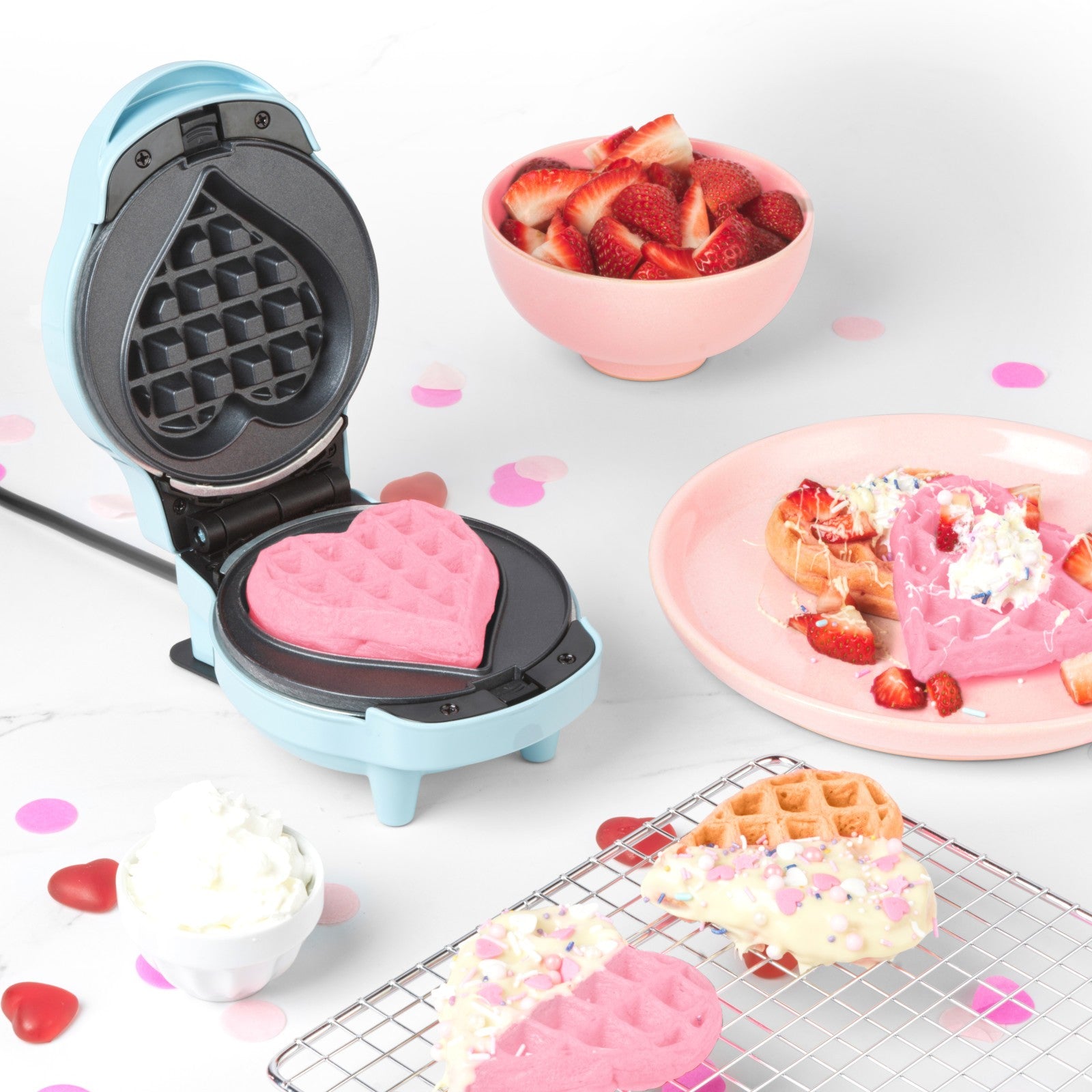 Mini Waffle Maker 5-In-1 Non-Stick Easy Clean Removable Plates Giles & Posner