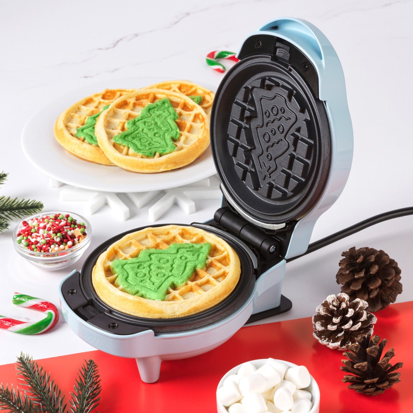 Mini Waffle Maker 5-In-1 Non-Stick Easy Clean Removable Plates Giles & Posner
