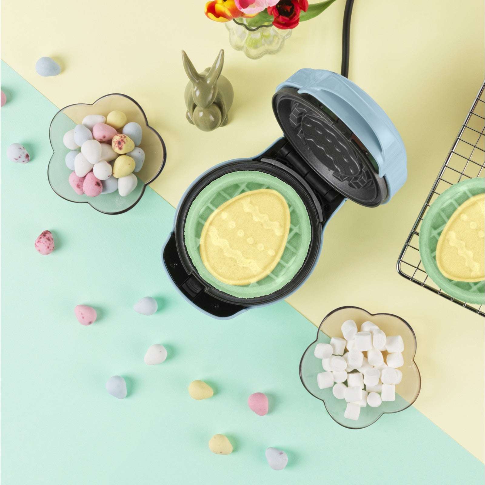 Mini Waffle Maker 5-In-1 Non-Stick Easy Clean Removable Plates Giles & Posner
