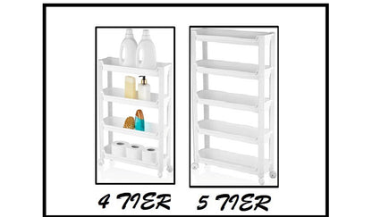 4/5 Tier Plastic Rolling Cart Trolley with Wheel Storage Shelving 4 Kitchen Etc