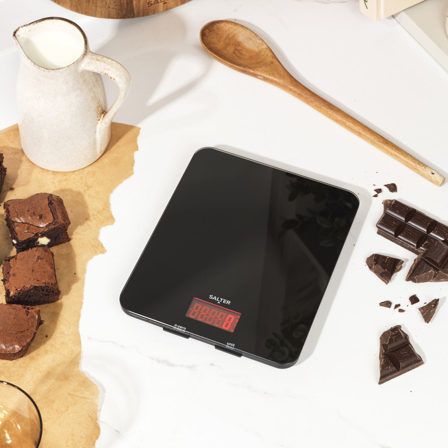 Salter Digital Kitchen Scale Accurate Precision Readings Glass Platform Black