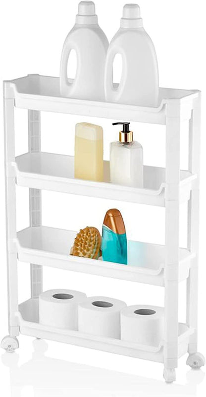 4/5 Tier Plastic Rolling Cart Trolley with Wheel Storage Shelving 4 Kitchen Etc