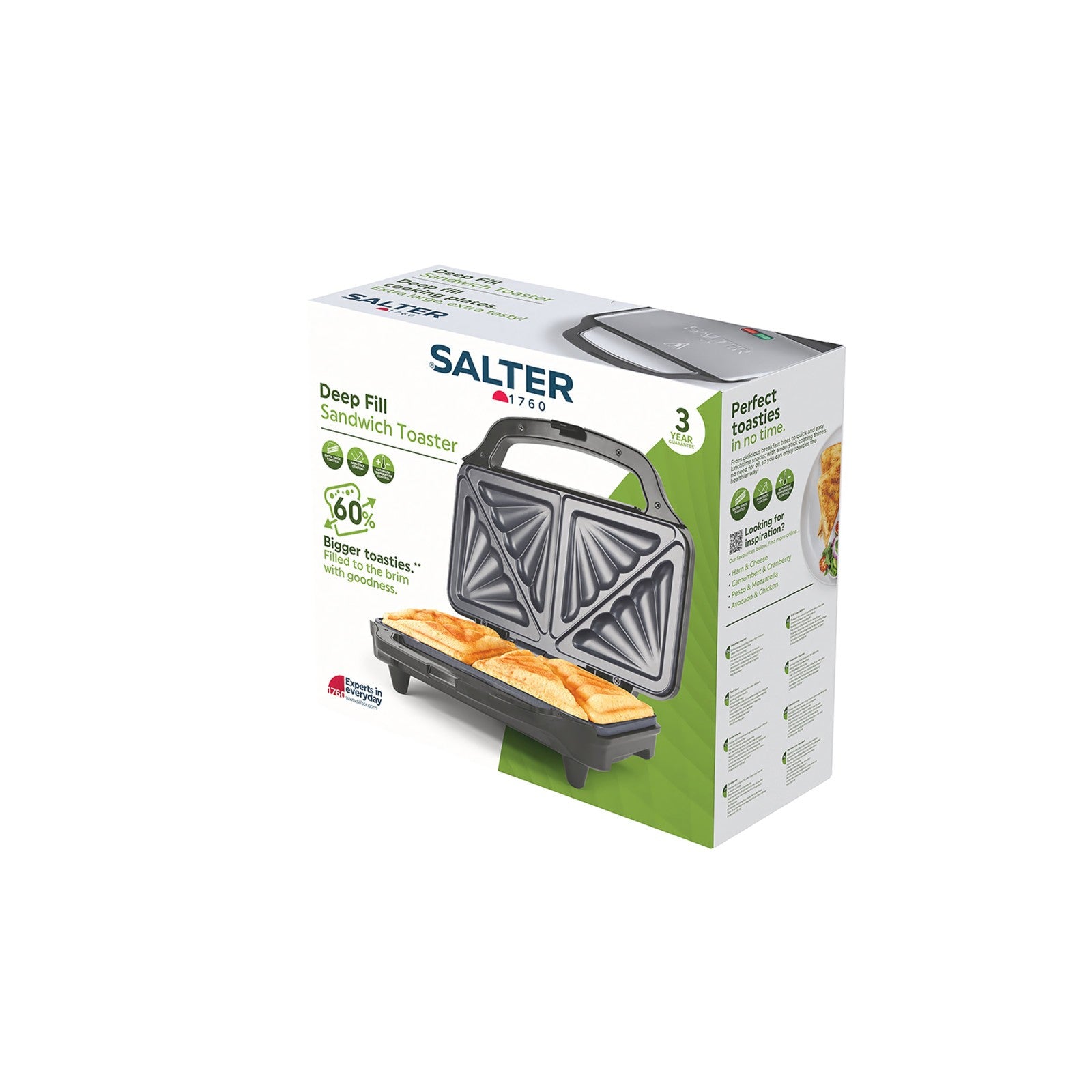 Salter XL Sandwich Toaster Panini Press Electric Deep Fill Toastie Non-Stick