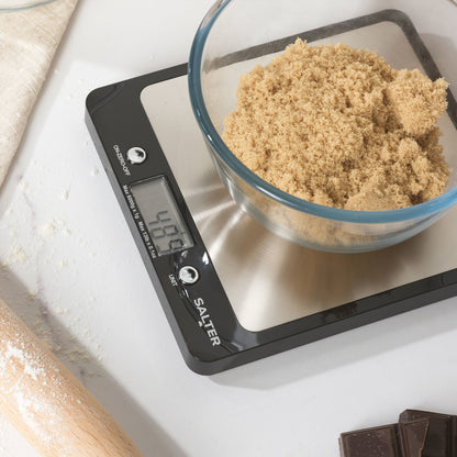 Salter Kitchen Scale Digital Stainless Steel Platform Cooking Scale Black Evo