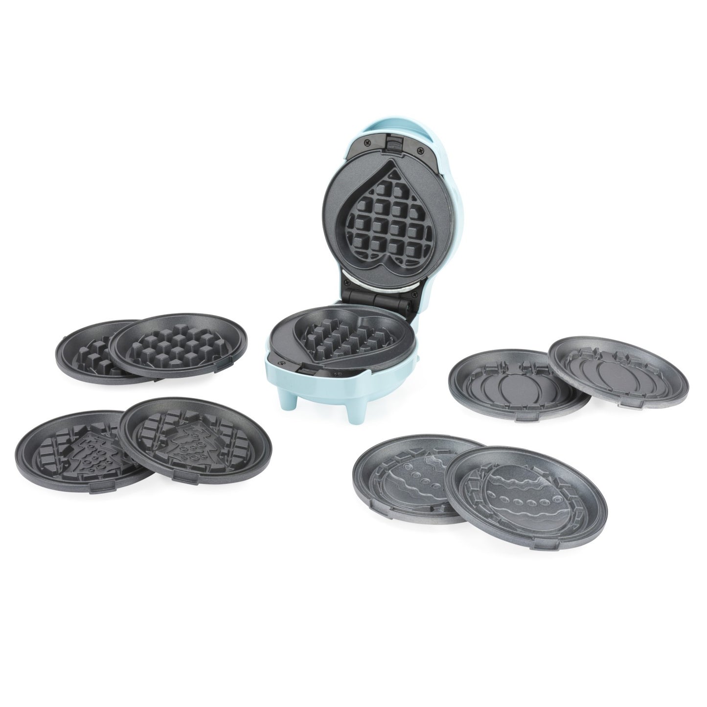 Mini Waffle Maker 5-In-1 Non-Stick Easy Clean Removable Plates Giles & Posner