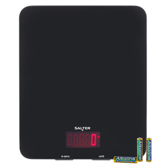 Salter Digital Kitchen Scale Accurate Precision Readings Glass Platform Black