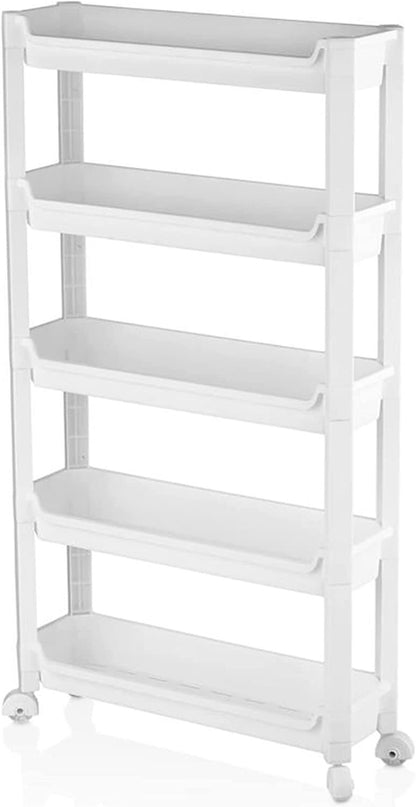4/5 Tier Plastic Rolling Cart Trolley with Wheel Storage Shelving 4 Kitchen Etc